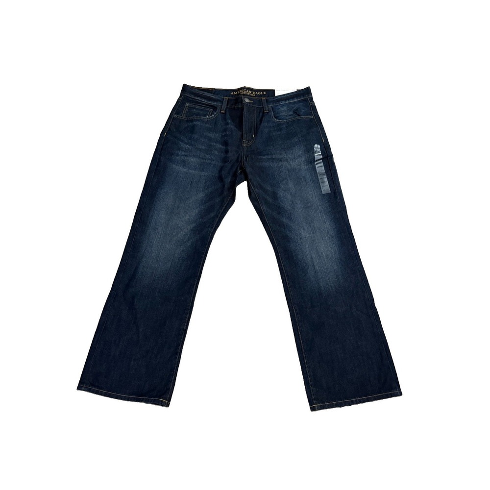 American Eagle Classic Boot Blue Jean Men Size 34X 30 Denim Distressed New READ